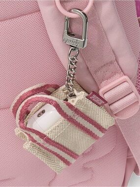 PINK Victoria's Secret Pink and Cream Mini Tote Keychain Charm